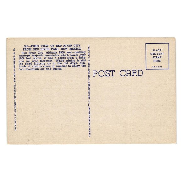 Vintage Postcard Red River City Red River Pass New Mexico Scenic Mountains Art - Picture 2 of 2